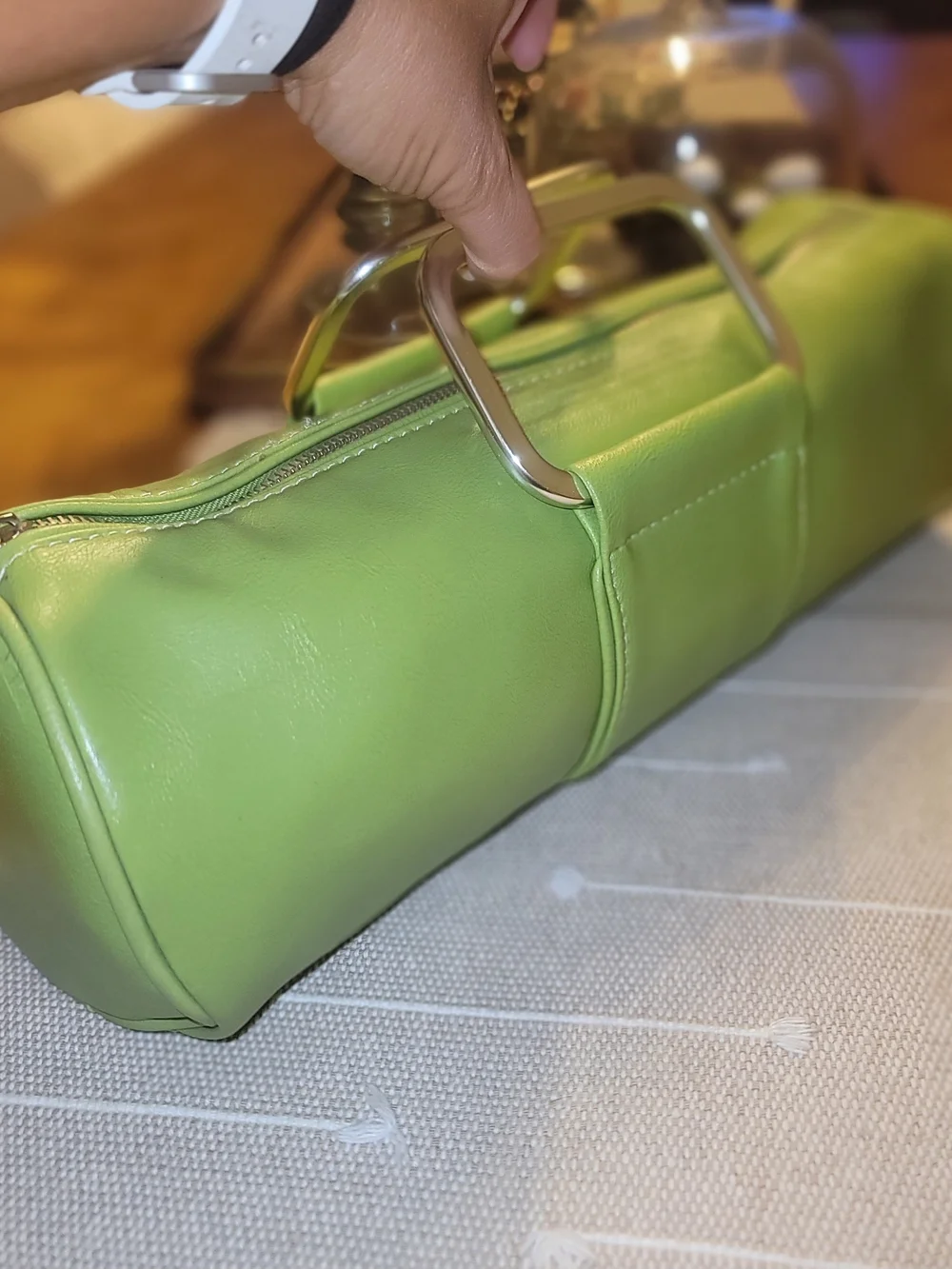 Vintage ALDO Lime Green Barrel Clutch Bag